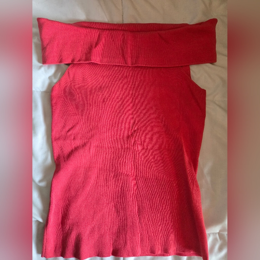 Ann Taylor Coral Off-the-Shoulder Sweater